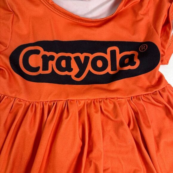 EUC Toddler Girls Short Sleeve Twirl Crayola Orange Dress - Size 2T - Picture 3 of 8